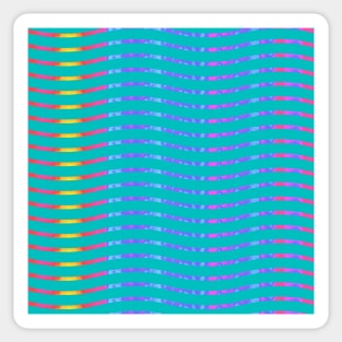 Wavy Lines Rainbow on Teal Sticker